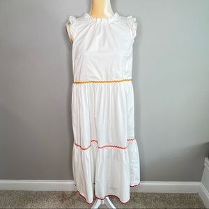 J Crew Tier MIDI Cotton White Ruffle Dress Size 6